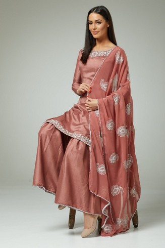 ROSE PINK PARTY STYLE GHARARA DRESS