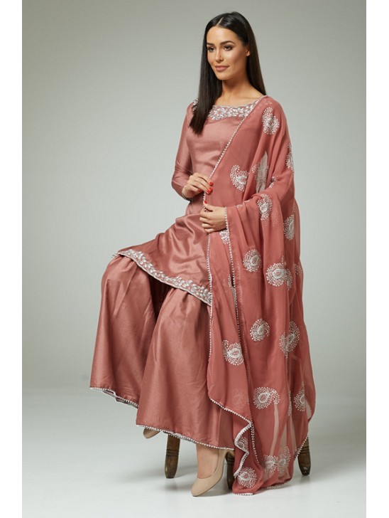 ROSE PINK PARTY STYLE GHARARA DRESS