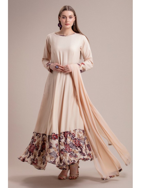 FAWN INDIAN FLOOR LENGTH FLARED ANARKALI DRESS