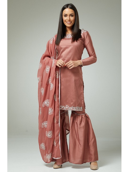 ROSE PINK PARTY STYLE GHARARA DRESS