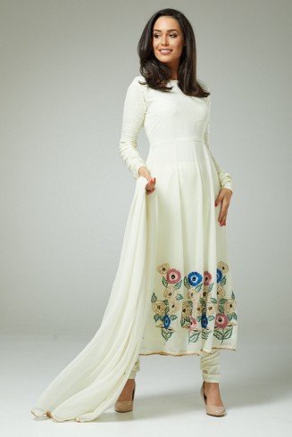 OFF WHITE VOGUE CIRCULAR ANARKALI STYLE INDIAN DRESS