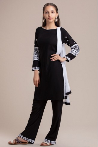 BLACK PAKISTANI DESIGNER READYMADE PALAZZO STYLE GIRLS SUIT