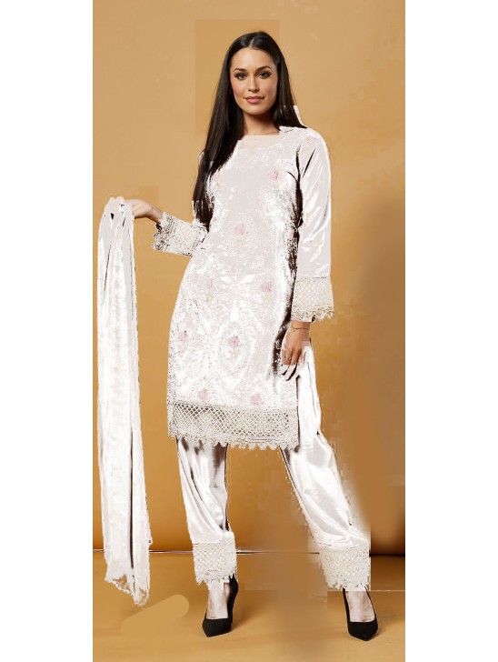 WHITE  DESIGNER READYMADE PAKISTANI SUIT