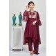 Maroon High Low Circular Girls Party Wear Suit