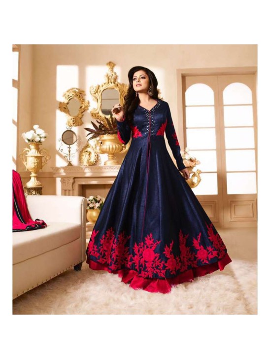 NAVY BLUE MAISHA MASKEEN SEEP WEDDING WEAR ANARKALI SUIT