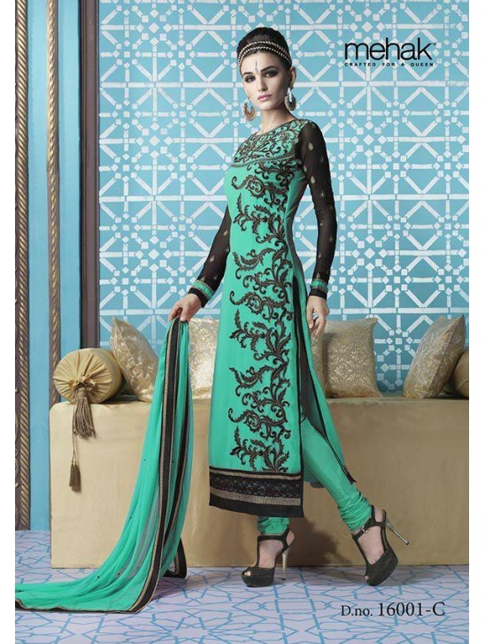 Green Indian Georgette Churidar Suit