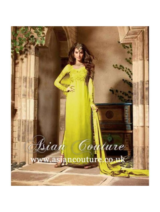 LEMON COLOUR DESIGNER INDIAN PARTY WEAR SUIT