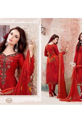 Red Woolen Pashmina Suit Indian Designer Salwar Kameez