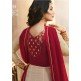 BEIGE AND RED INDIAN PARTY AND WEDDING ANARKALI GOWN