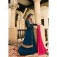 ZAL9045 TEAL INDIAN PARTY AND WEDDING ANARKALI GOWN