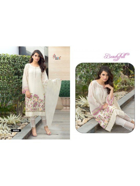 6002 WHITE DECENT GEORGETTE PAKISTANI STYLE SUIT