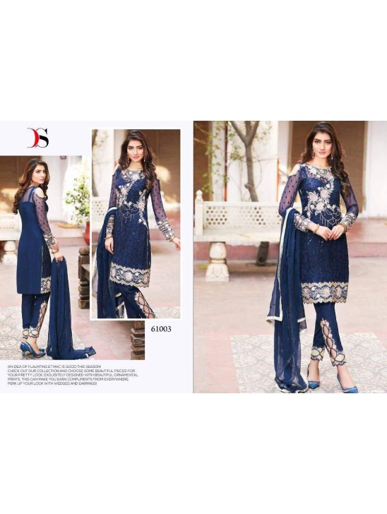 ZDS47002 BLUE NISHWA REPLICA PAKISTANI STYLE SALWAR KAMEEZ