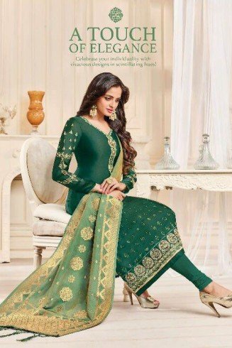 Green Straight Indian Party Wear Churidar Suit