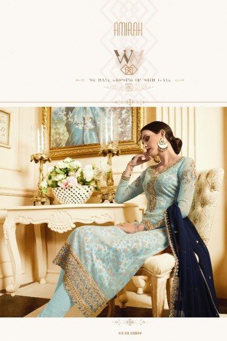 Sky Blue Designer Wedding Salwar Suit 