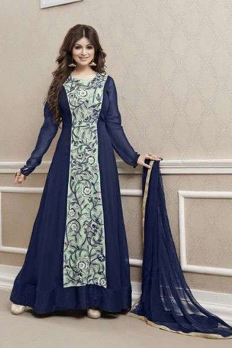 Blue Party Anarkali Frock Bollywood Gown