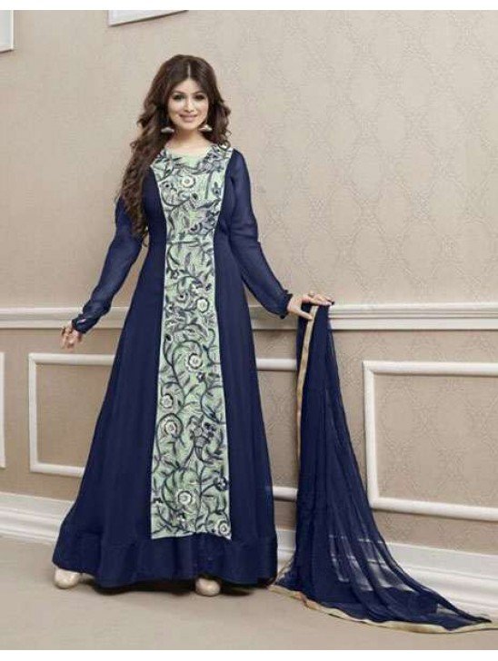 Blue Party Anarkali Frock Bollywood Gown
