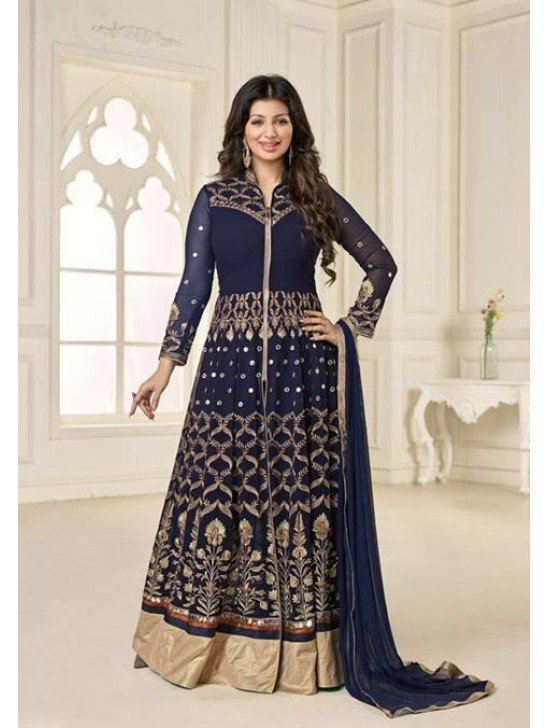 Blue Anarkali Suits In Bollywood Dress Design