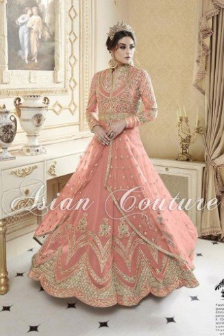 EXQUISITE BRIDESMAID EID PARTY BEIGE OR  PEACH WITH GOLD WEDDING DRESS (FREE STITCHING)