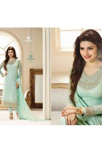 Green Party Wear Semi Stitched Salwar Suit 
