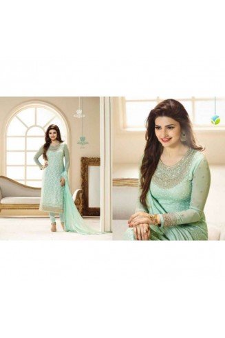 Green Party Wear Semi Stitched Salwar Suit 