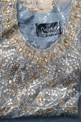 Sleet Grey Designer Embroidered Ethnic Girls Suit