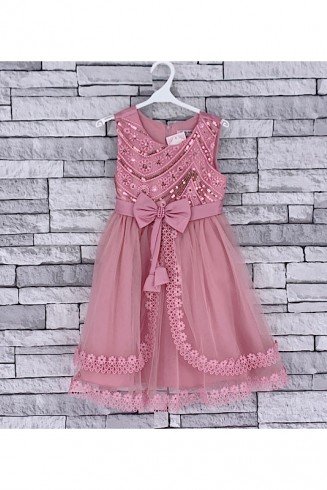 GIRLS ROSE PINK PARTY DRESS (4-14 YEARS)