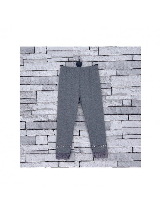 GIRLS GREY DIAMANTE LACE LEGGINGS (2-14 YEARS)