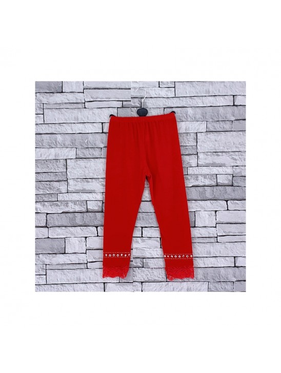 GIRLS RED DIAMANTE LACE LEGGINGS (2-14 YEARS)