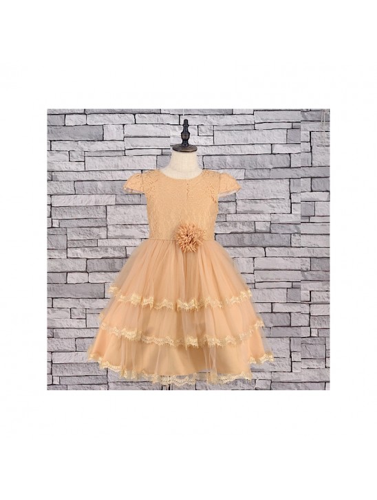 GIRLS ECRU TRIPLE TULLE DRESS (3-13 YEARS)