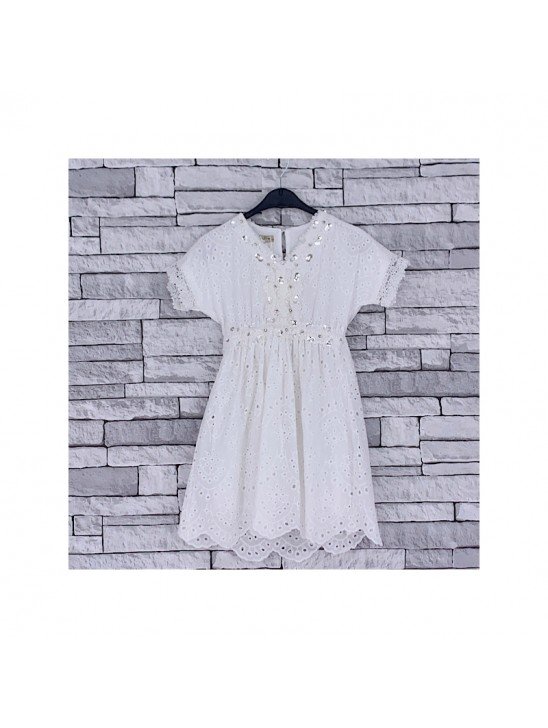 GIRLS IVORY LACE SKATER DRESS (4-14 YEARS)
