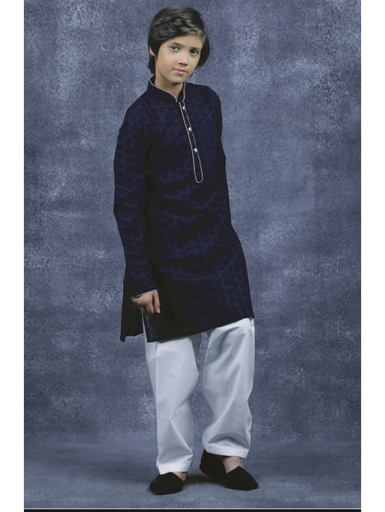 NAVY BLUE BOYS KURTA PAJAMA SET