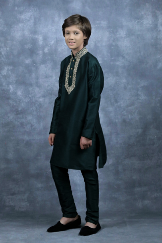 GREEN PAKSITANI BOYS EID KURTA SHALWAR