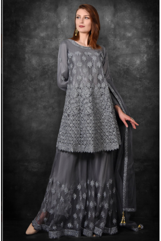 Grey Designer Lengha Indian Partywear Readymade