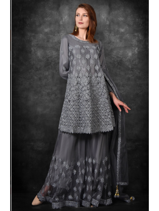 Grey Designer Lengha Indian Partywear Readymade