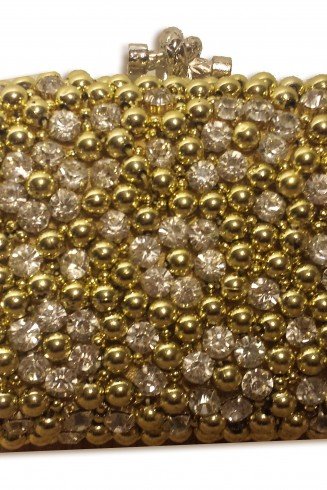 Gold & White Pearl Diamond Clutch Bag
