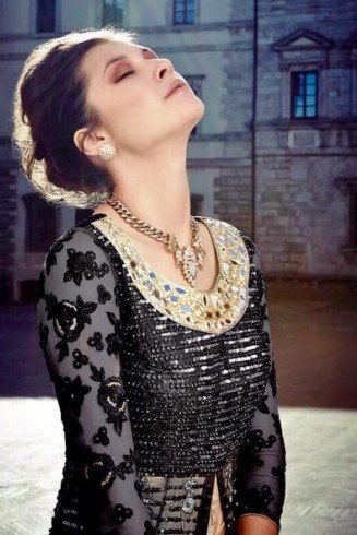 Black & Gold Indian Designer Readymade Anarkali Dress