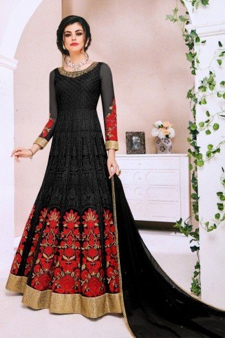 Elegant Black Bridal Anarkali Gown