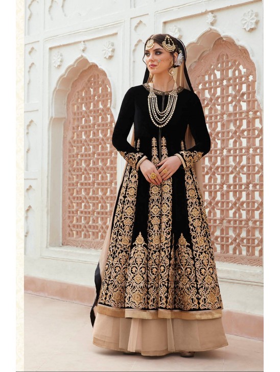 Black & Beige Heavy Bridal Wear Dress