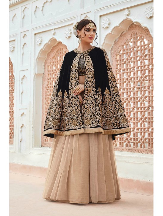 Black & Beige Heavy Bridal Wear Dress