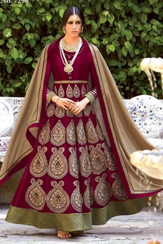 MAROON FLORAL WINTER WEDDING GOWN