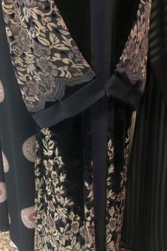 Black Embroidered Velvet Abaya
