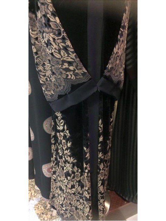 Black Embroidered Velvet Abaya