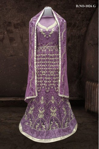 PURPLE BOLLYWOOD DESIGNER WEDDING AND BRIDAL ETHNIC LEHENGA  (FREE STITCHING)