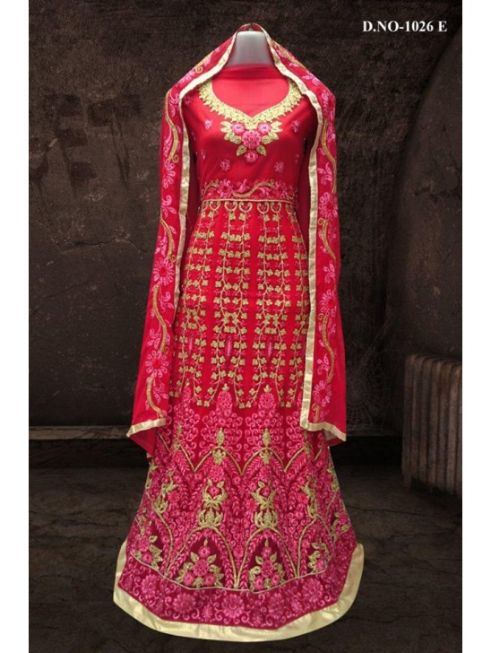 RED BOLLYWOOD DESIGNER WEDDING AND BRIDAL ETHNIC LEHENGA  (FREE STITCHING)