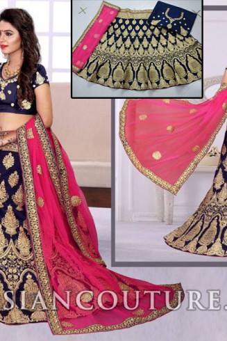 NAVY BLUE ETHNIC PAKISTANI & INDIAN  BRIDAL LEHENGA CHOLI WEDDING WEAR