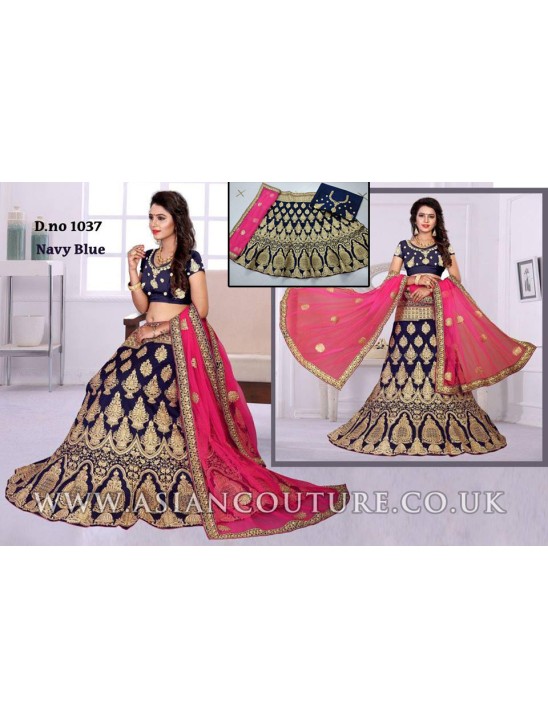 NAVY BLUE ETHNIC PAKISTANI & INDIAN  BRIDAL LEHENGA CHOLI WEDDING WEAR