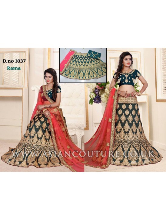 TEAL ETHNIC PAKISTANI & INDIAN  BRIDAL LEHENGA CHOLI WEDDING WEAR