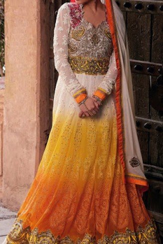 Yellow Contrast Maxi Dress Party Anarkali Suit
