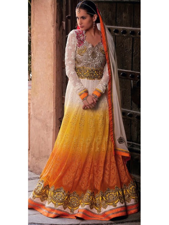 Yellow Contrast Maxi Dress Party Anarkali Suit