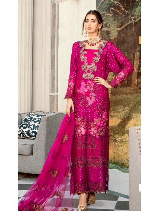 BURGUNDY PAKISTANI DESIGNER FAUX GEORGETTE SUIT